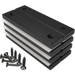 Magnetpro Rectangular Magnets 80 LBS Force Size 2.36" x 0.53" x 0.20" Black Epoxy Coating Rust Resistance, Suitable for Outdoor Area, Household and Industrial Pot Magnet with Screws Pack of 8