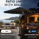 10FT Solar Patio Umbrella with Lights, Outdoor Table Market Umbrella with 32 LED Lights, 8 Sturdy Ribs, Push Button Tilt and Crank for Pool, Deck and Garden, UV-Resistant
