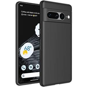 BREPRIO for Google Pixel 7 Pro Case, Slim Fit Design, Flexible Frosting TPU Scratch-Resistant Phone Case, Black, Pack 7