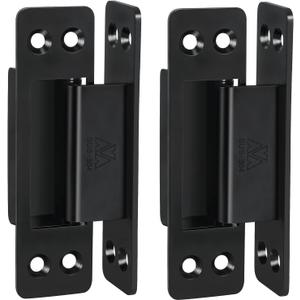 Hidden Door Hinge 5 Inch Hidden Hinges for Doors 2 Pack 304 Stainless Steel Invisible Hinge Heavy Duty Concealed Door Hinge 3mm Thicknesse Silent and Smooth Hidden Door Hinges for Secret Door (Black)