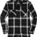 Alex Vando Mens Button Down Shirts Flannel Shirt Long Sleeve (Black, XXXL)