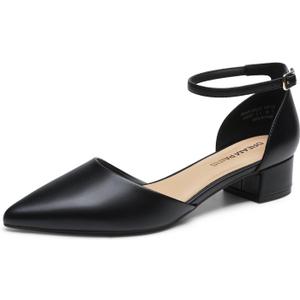 DREAM PAIRS Women's Dress Shoes Low Heel Pumps Closed Pointed Toe Comfort Casual D'Orsay Flats Ankle Strap, Size 9.5