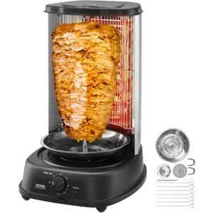 VEVOR Shawarma Grill Machine, Vertical Chicken Shawarma Cooker Machine Countertop, Electric Stainless Steel Broiler Gyro Rotisserie Oven Doner Kebab Machine, for Home Restaurant Kitchen Parties (11.5 L)
