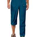 Little Donkey Andy Men's Stretch Convertible Pants Zip-Off Lightweight Quick-Dry Hiking Fishing Travel Pants (Capris Navy Blue XL) (Blue, XL)