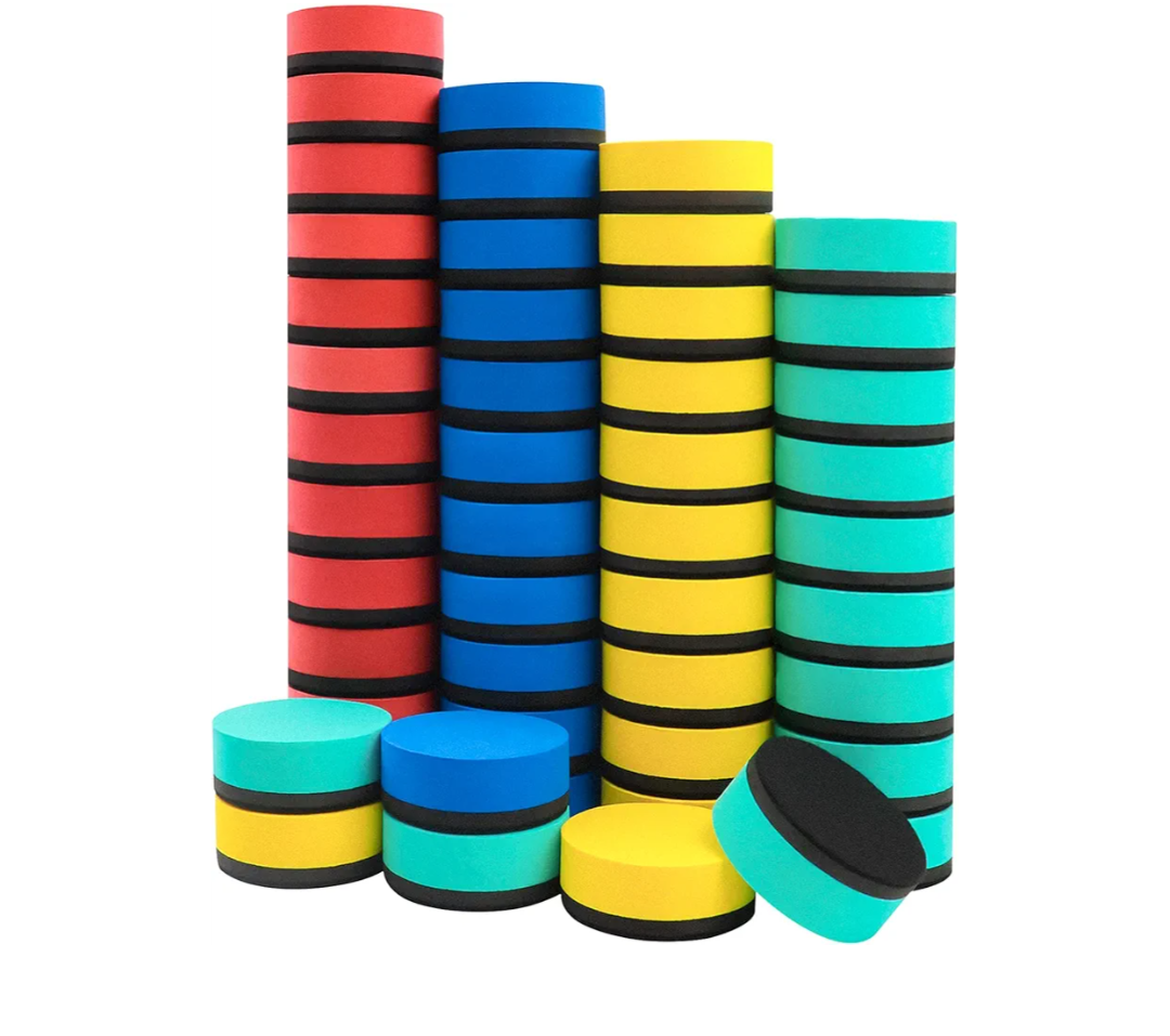 Dry Erase Erasers, 48 Pack Mini Magnetic Whiteboard Erasers Dry Erasers Chalkboard Erasers for Kids, Student, Classroom, Teacher Supplies, Home and Office (4-Color, 2 x 2 x 0.79 Inch)