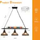 7'-8' Hanging Pool Table Light Billiard Pendant Light Adjustable Light, Retro Island Light Fixtures, Glass Shade,for Billiards Room,Snooker Table, Kitchen Island, Beer Party