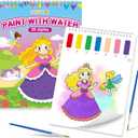 Paint with Water Coloring Books for Toddlers,Mess Free Watercolor Painting Papers for Kids Water Color Paint Kit Art Craft Birthday Gift for Ages 1-3, 4-8(Princess and Party)