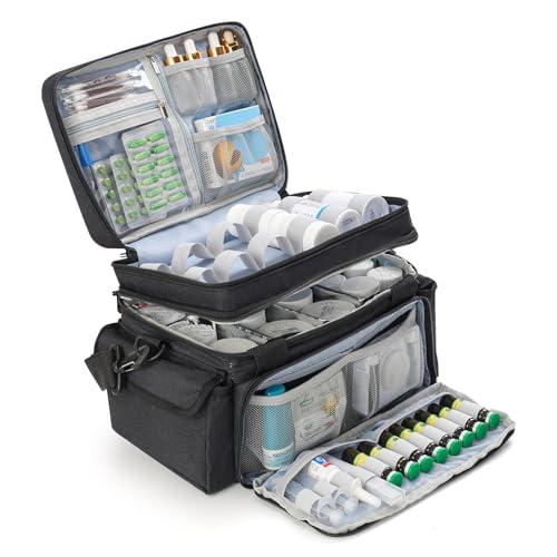 XHGWJSX Medicine Organizer with Adjustable Divider, Double-Layer Medicine Bottle organizer Storage, Portable Home Health First Aid Bag, Medicine Organizer Box for Emergency Medications (Bag Only)