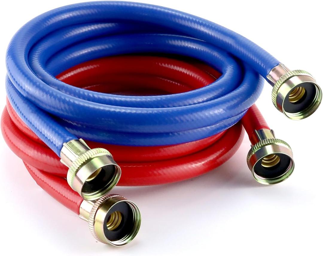 6FT Washer Water Line/Rubber Washing Machine Hoses 6FT,Universal Washing Machine Hose/Washer Water Line for Hot and Cold Water Washer Hoses (2 Packs) with 3/4" Connection Water Supply Lines-by MIFLUS (6foot-Straight)