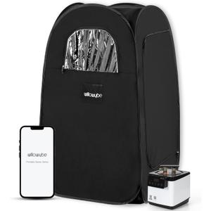WillowyBe Portable Steam Sauna, Personal Home Spa Room With Bluetooth, Steamer, Sweat Tent, Foldable Sauna Chair, Personal Sauna For Home (Black)
