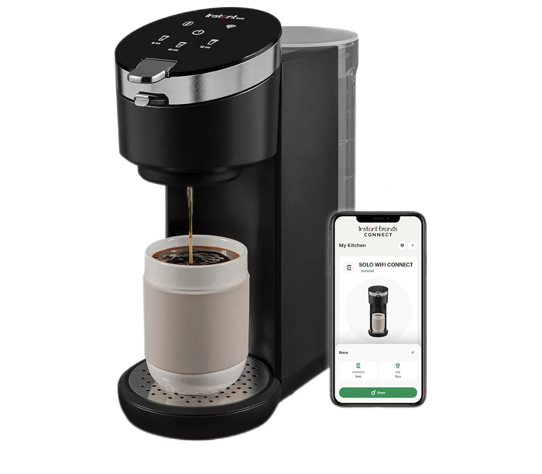 Instant Solo WIFI Connect Single Serve Coffee Maker, From the Makers of Instant Pot, Coffee Brewer, Includes Reusable Coffee Pod & Bold Setting, Brew 8 to 12oz., 40oz. Water Reservoir, Black