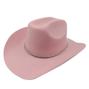 Cowgirl Hat Wool Western Cowboy Hat Color Decoration Men and Women Wool Curling Outdoor(Color-12)