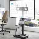 Steel Base Rolling TV Stand for 32-75 inch TVs up to 110 lbs, Leveling & Tilt & Swivel Mobile TV Stand with Hidden Wire Management, Height Adjustable Portable Tv Stand with Steel Shelf, Black