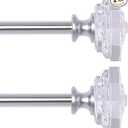 2 Pack Curtain Drapery Rod，Acrylic Square Finials Curtain Rod，3/4" Diameter Single Deorative Curtain Rod, Adjustable Length from 28 to 48 Inches