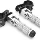 M8 Motorcycle Foot Pegs 90 Foldable Footrests Fit 1.22-1.29in for Motorbike Brackets, Dirt Bike Bicycle Electric Bike Ebike Go Kart, CNC Aluminum Anti-Skid Passenger Footpeg Supports Silver