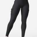 YEOREO CoreFlex Workout Cargo Leggings with Pockets for Women Hidden Scrunch Butt Lifting Leggings Gym Yoga Pants (Black, XS)