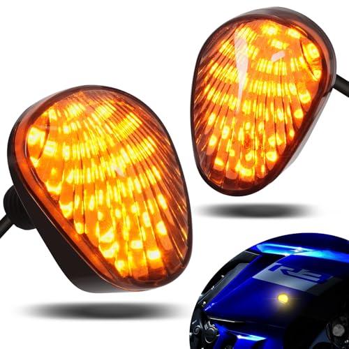 Amazicha Motorcycle Flush Mount Turn Signal, 2PCS 12V Smoked LED Indicator Light Blinker Fit for Yamaha YZF R1 R3 R6 R6S Fazer FZ FZ1 FZ6 FZ6R FZ07 FZ8 FZ09 MT-07 MT-09 TMAX, Amber