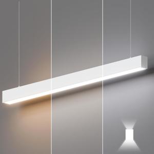 Whtie 1 Pack 4FT LED Linear Lights 50/45/40/35/30W Up and Down Light, 3000K/4000K/5000K 4 Feet Commercial Linkable Shop Lighting for Office Garage Shop Dining Room bar,0-10V Dimmable (White)