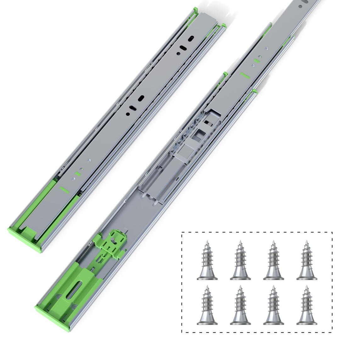 IURRDOP 1 Pairs 22 inch Soft Close Drawer Slides Side Mount, 3 fold Full Extension Ball Bearing Drawer Runners, self Closing Heavy Duty Drawer Glide Rails for Kitchen Cabinet, Tool Box