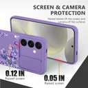 PERRKLD for Samsung Galaxy S24 Case with Slide Camera Cover, [Cute Purple Lavender Floral Flowers Print] Hard Protective Shockproof Cover for Women Girls (for S24)- Purple Lavender
