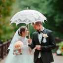 BABEYOND Lace Umbrella Parasol Vintage Wedding Bridal Umbrella for Decoration Photo Lady Costume 1920s Party (White), One Size