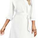 Amoretu Womens Shirt Dresses Long Sleeve Button up Work Dress with Pockets (White, M)