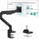 WALI Ultrawide Single Monitor Arm for 13-49 Inch Heavy Duty Curved Screens, up to 44 Lbs, Adjustable Gas Spring Single Monitor Desk Mount with C-Clamp, Grommet Base, 75/100mm VESA (GSM001XL), Black