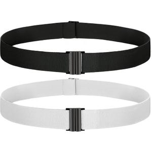 TOURZOO No Show Invisible Belt for Women/Men Elastic Web Strap Waist Stretch Belt with Flat Buckle for Jeans Pants Dresses