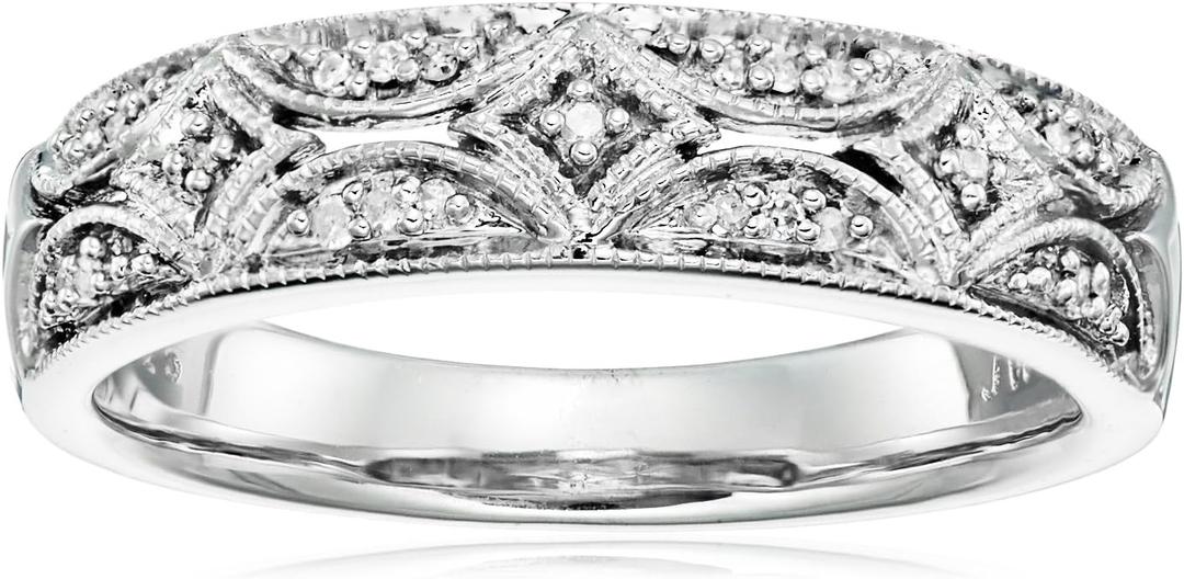 Amazon Essentials Sterling Silver Diamond Accent Band Ring