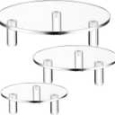 Lineshading 3 Pcs Round Acrylic Display Riser Clear Round Stands Clear Pedestal Riser Board for Home Decor and Organizer(6'', 8'', 10'')