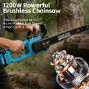 12" Cordless Chainsaw with 2x4.0Ah Batteries, 1200W High Power Electric Chainsaw with Auto Oiler & 4 Chains, 14m/s Fast Cutting Portable Saw for Tree Pruning & Yard WorkBlue