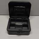 KYODOLED Cash Box with Combination Lock Safe Metal Money Box with Money Tray for Security Lock Box 7.87"x 6.30"x 3.35" Black (Medium)