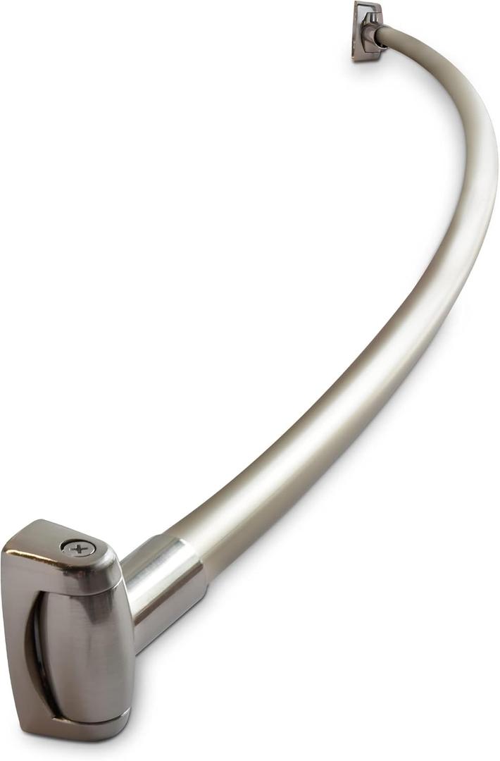 60-Inch Stainless Steel Curved Shower Curtain Rod, 5 Foot Mounted Non-Telescoping Rust Proof (Brushed Nickel)