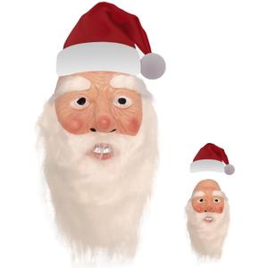 SOUTHSKY Latex Old Man Mask Funny Full Face with White Beard and Christmas Hat For Festival Xmas Halloween Carnival Birthday Prop Santa Claus Father Costumes Decorations