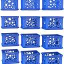 Storex Mini Crates – Stackable Small Storage Crates for Desktop Organization, 9 x 7.75 x 6 inches, School Blue, 12-Pack