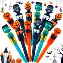 12 Pcs Halloween Boxing Pen Halloween Ballpoint Pen Pumpkin Vampire Zombie Boxing Pens 0.7mm Novelty Writing Pen Funny Ballpoint Pen for Halloween Party Office Supplies(Scary)