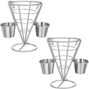 Hemoton 1pcs French Fries Stands Fish and Chips Basket Holders Snack Appetizer Serving Rack Food Display Wire Stands for Kitchen Restaurant Buffet