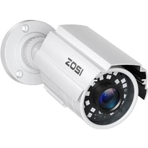 ZOSI 1080P HD 1920TVL Hybrid 4-in-1 TVI CVI AHD 960H CVBS CCTV Security Camera,80ft Night Vision,2MP Weatherproof Aluminum Metal Bullet Camera for 960H,720P,1080P,5MP,4K Analog Surveillance DVR-White