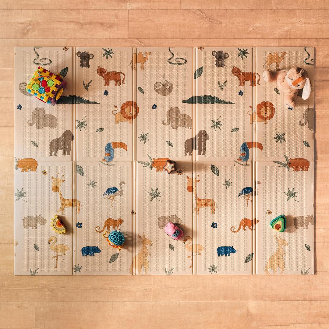 Reversible Safari Baby Play Mat - Lightweight and Foldable for Easy Travel