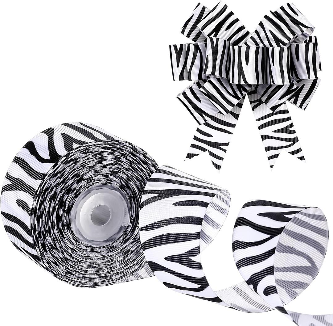 Chuangdi Zebra Print Ribbon 1.5 Inch 20 Yards Grosgrain Christmas Ribbon Craft for Hair Bows Headbands Making and Craft Wrapping