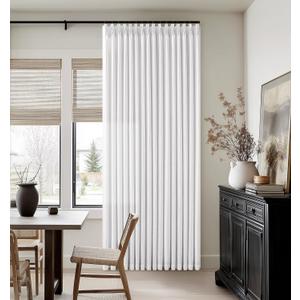 White Linen Curtains 92 Inches Long for Living Room Standard Window Curtain Lengths Light Filtering Semi Sheer Boho Farmhouse Bedroom Pinch Pleated Drapes 92 Inch Length 2 Panels Set 50 Inch Wide