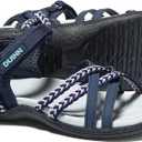 UBFEN Womens Hiking Sandals Sport Sandals Straps with Adjustable Hooks Arch Support Beach Vacation Casual Camping, Size 39
