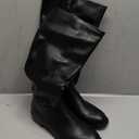 Mattiventon Black Knee High Boots Women Fashion Long Tall Boots with Round Toe Low Heel Side Zip Stretch Riding Boot for Fall Winter Size 10