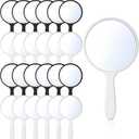 Jetec 25 Pcs Handheld Mirror with Handle, 3.94" L x 2.17" W, Small Portable Round Mirror Bulk for Kids Travel Makeup Classroom Camping Daily DIY Crafts (Black, White)