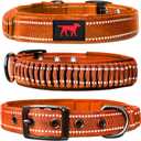 Heavy Duty Dog Collar With Handle | Ballistic Nylon Heavy Duty Collar | Padded Reflective Dog Collar With Adjustable Stainless Steel Hardware | Convenient Sizing for All Breeds (Medium/Large (14 - 18" Neck), Orange)