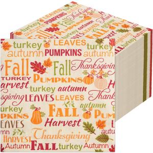 Fall Napkins Thanksgiving 50PCS 6.5X6.5 Disposable Paper Napkins for Fall Party Supplies Thanksgiving Dinner Party Table Decorations
