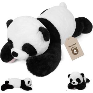 JellyMallow 5 lbs 24 inches Panda Weighted Stuffed Animals, Cuddly Weighted Panda Plush Pillow Giant Plushie Ideal Gift for Adults & Kids