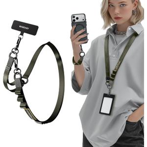 MAGEASY 2-In-1 Cell Phone Lanyard Crossbody - Universal Crossbody Phone Leash & Wrist Strap with Built-in Keychain, Phone Tether Tab | Anti Drop & Anti Theft for Daily & Travel (Concrete Grey)