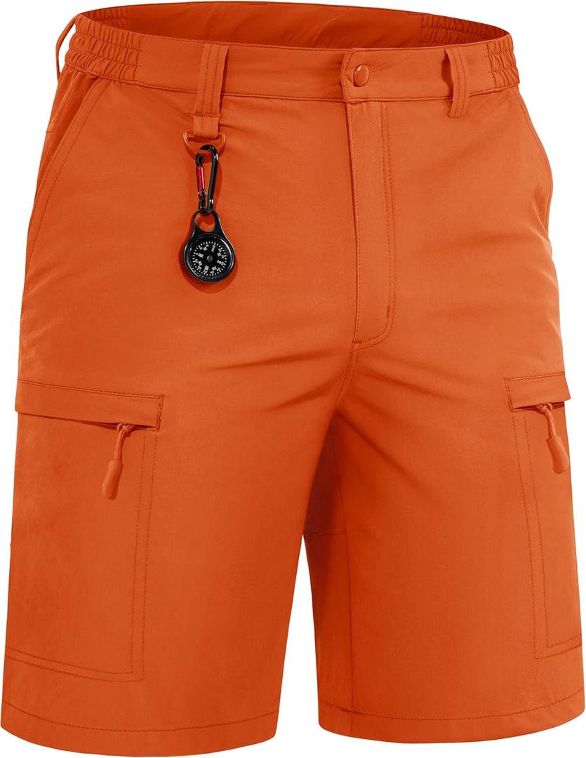 TACVASEN Men's Hiking Cargo Shorts Quick Dry Lightweight for Outdoor Golf Fishing Tactical Casual with Multi Pockets (36, Orange)