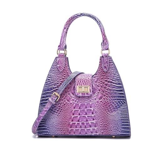 Makcr Joacbv Ladies Tote Leather Bags for Women Crocodile Embossed Zipper Satchel Purse Classy Compartments Crossbody bag